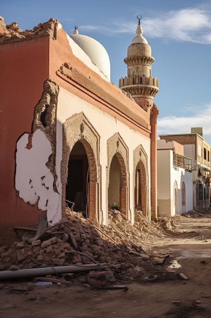 Gratis foto huis in de stad marrakech na aardbeving