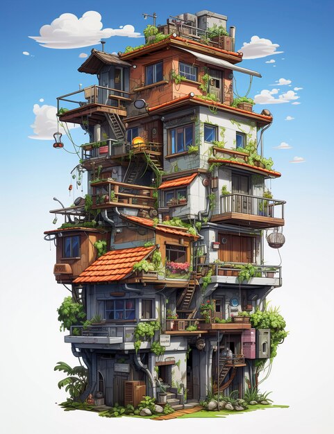 Huisarchitectuur in anime-stijl