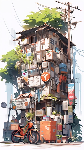 Huisarchitectuur in anime-stijl