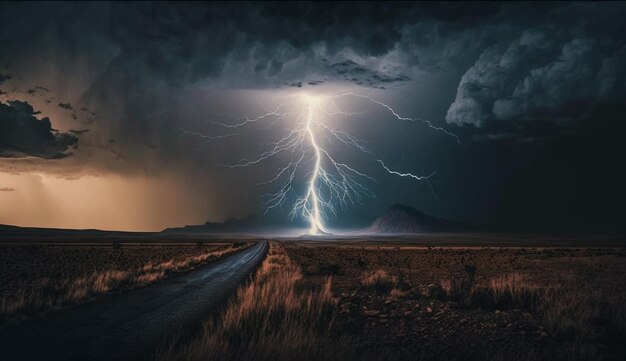 Humeurige lucht boven landschap met onheilspellende atmosfeer generatieve AI