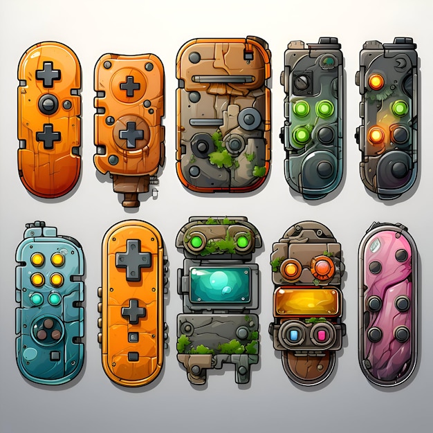 Iconen op de gamepad Vectorillustratie van de icoons op de Gamepad