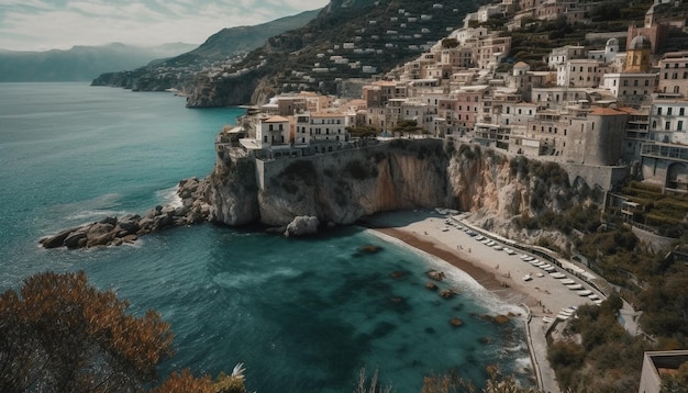 Gratis foto idyllische kust van amalfi een panoramische nautische reis gegenereerd door ai