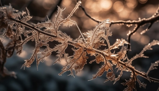 Gratis foto ijzig blad op dennenboom in de winter gegenereerd door ai