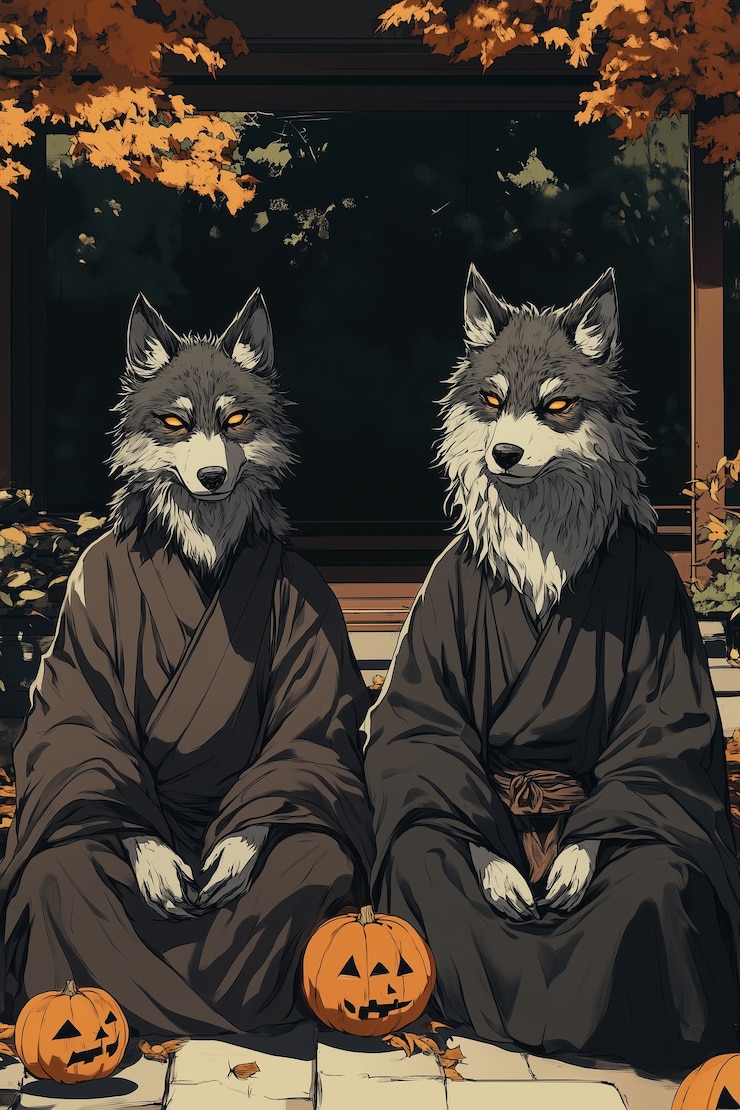 Gratis Foto illustratie in anime-stijl met een angstaanjagende halloween-scene
