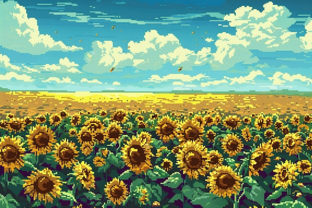 Gratis foto illustratie van een bloementuin in pixel art stijl