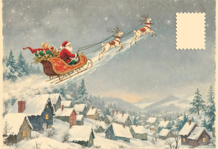 Gratis Foto illustratie van een oude kerstposkaart