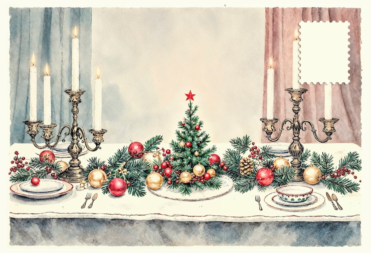 Gratis Foto illustratie van een oude kerstposkaart