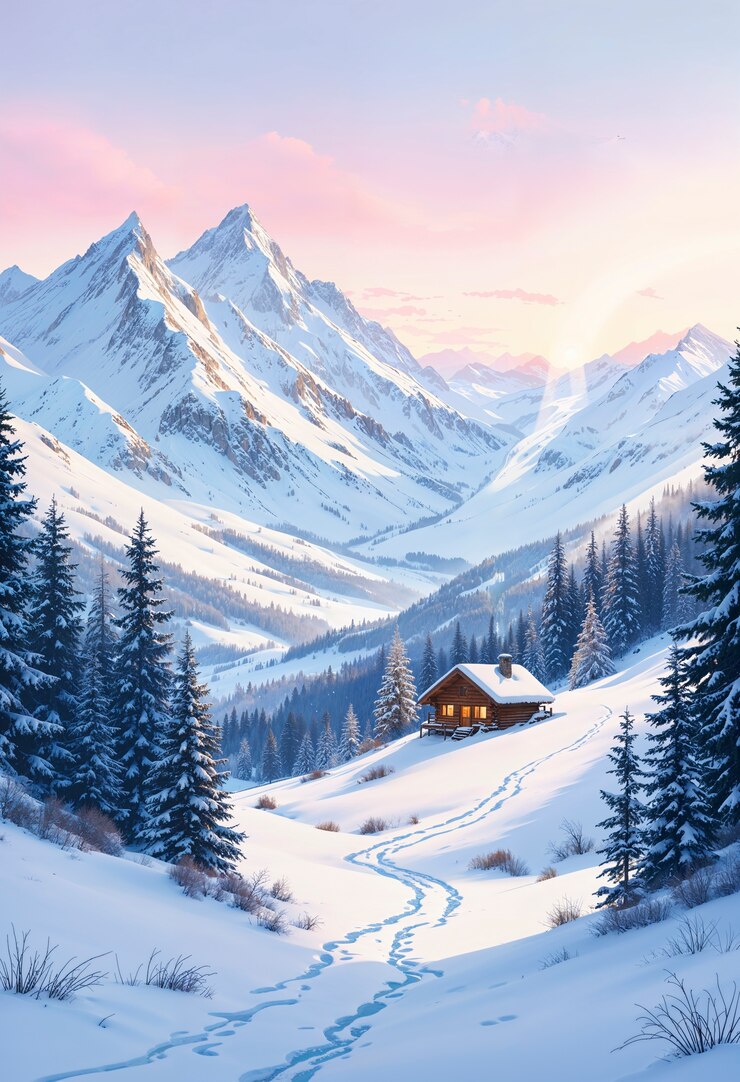 Gratis Foto illustratie van een winterlandschap