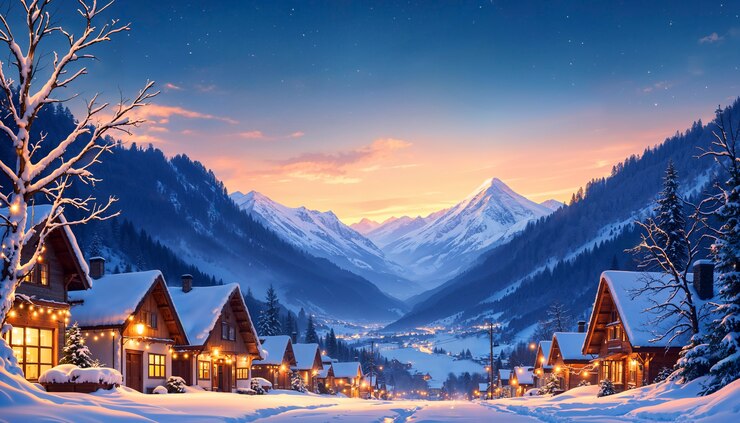 Gratis Foto illustratie van een winterlandschap