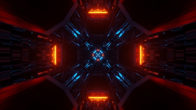 Illustratie van geometrische vormen met neon laserlichten