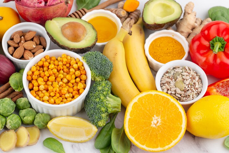 Gratis Foto immuniteitsverhogende voedingsmiddelen voor een gezonde en evenwichtige levensstijl