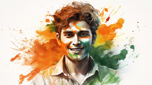 India Dag van de Republiek viering digitale kunst met man portret