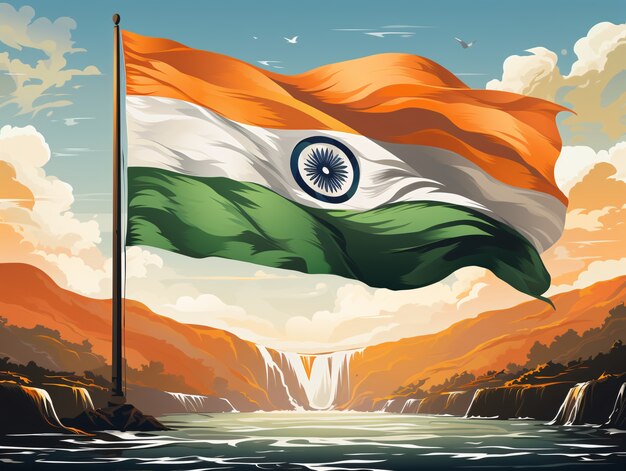 India Dag van de Republiek viering digitale kunst met vlag