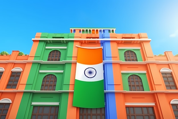 Gratis foto indiase republiekdagviering met 3d-gebouw