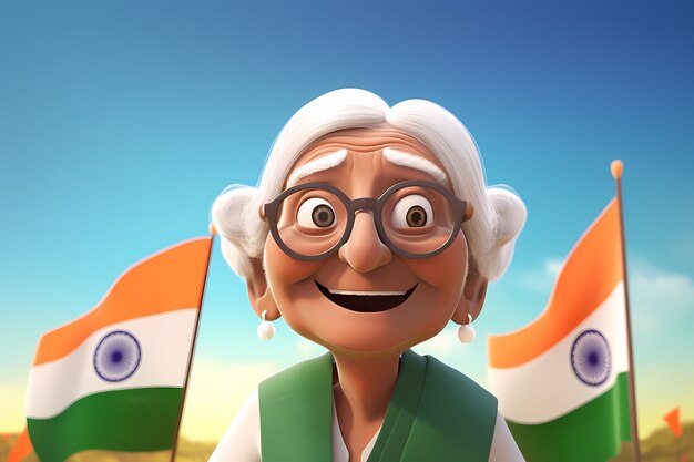 Indiase Republiekdagviering met 3d-persoon en vlag