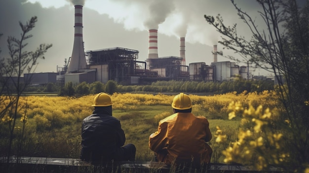 Gratis foto ingenieurs die bij een kerncentrale werken