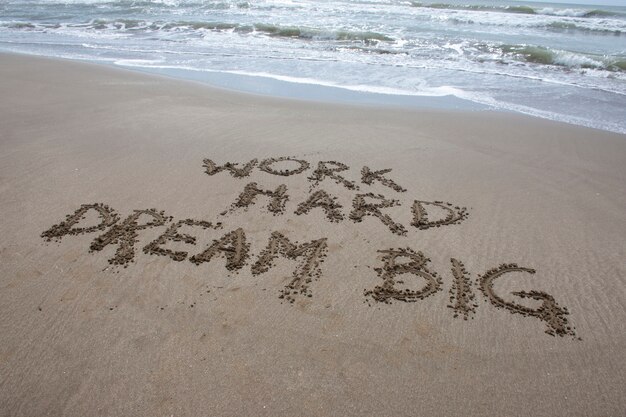 Inspirerende quote op het strand