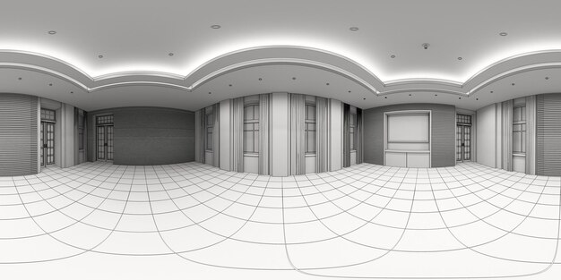 Interieur visualisatie bolvormig panorama 3d illustratie cg render