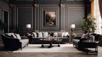 Gratis foto interieurontwerp in neoklassieke stijl met inrichting en meubels