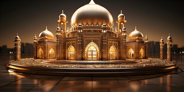 Gratis foto interieurscènes van een gouden moskee-achtergrond