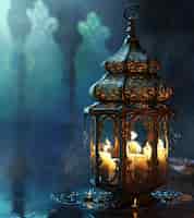 Gratis foto islamitisch lantaarnontwerp voor de viering van de ramadan met kopieerruimte