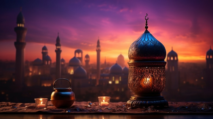 Gratis Foto islamitisch lantaarnontwerp voor de viering van de ramadan met kopieerruimte