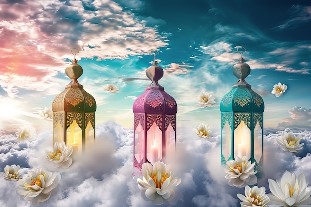 Gratis foto islamitische ramadan viering lantaarn in fantasy stijl