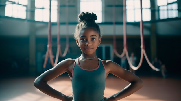 Gratis foto jong meisje training in de sportschool in gymnastiek sport