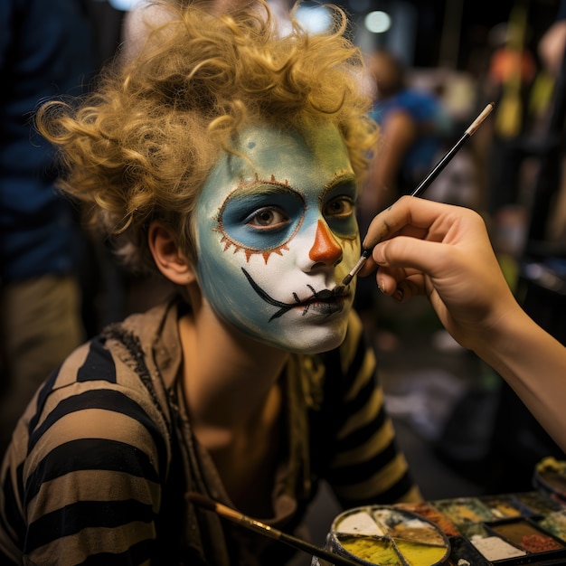 Jonge kinderen spelen een toneelstuk om de wereldtheaterdag te vieren