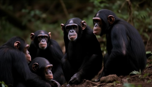 Gratis foto jonge primaat die in het tropische regenwoud eet en naar de camera kijkt die is gegenereerd door ai