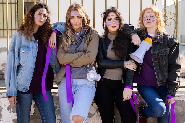 Gratis foto jonge vrouwen die samen protesteren