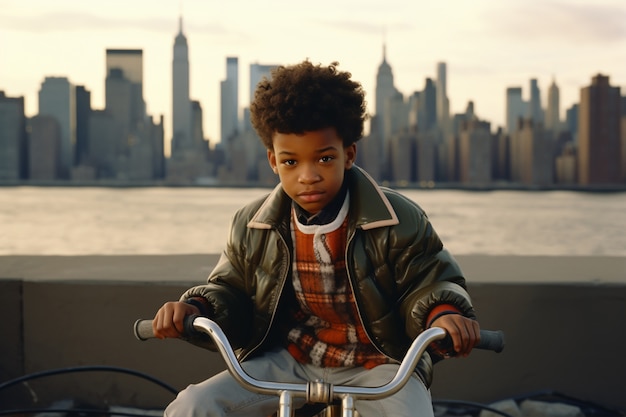 Gratis foto jongen die plezier heeft met de fiets.
