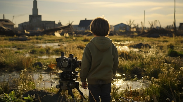 Gratis foto jongen fotograaf behang