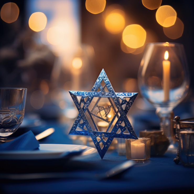 Gratis Foto joodse hanukkah viering tafelarrangement