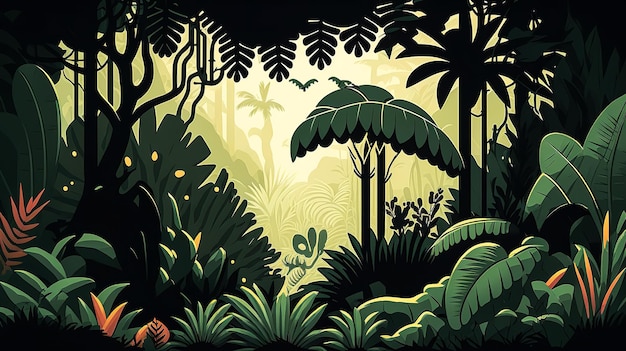 Gratis foto jungle bos weergave tropische bomen generatieve ai