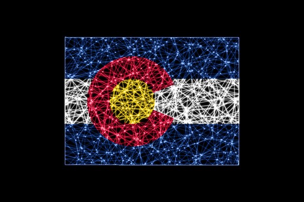 Kaart van Colorado, veelhoekige maaslijnkaart, vlagkaart