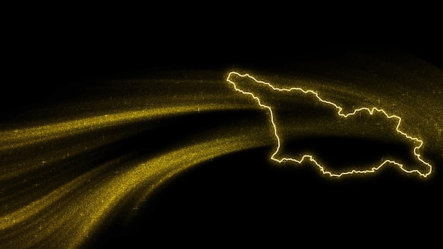 Kaart van Georgië, gouden glitterkaart op donkere achtergrond