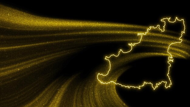 Kaart van Guernsey, gouden glitterkaart op donkere achtergrond