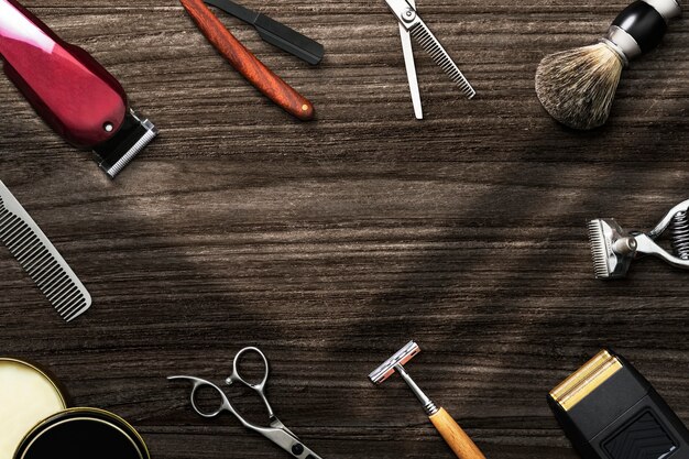 Kapper wallpaper achtergrond met tools, baan en carrière concept