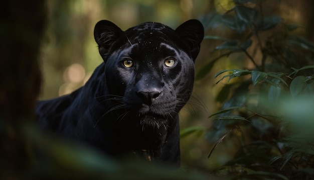 Katachtige schoonheid in de natuur tijger die alert loopt gegenereerd door AI