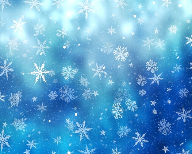 Kerst achtergrond van sneeuwvlokken en sterren