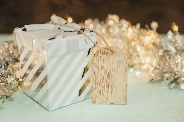 Kerst concept met close-up weergave van cadeau doos