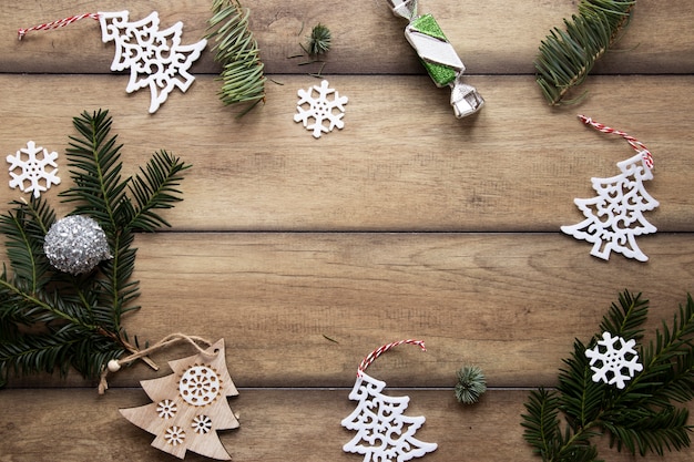 Gratis foto kerst decoraties frame met kopie ruimte