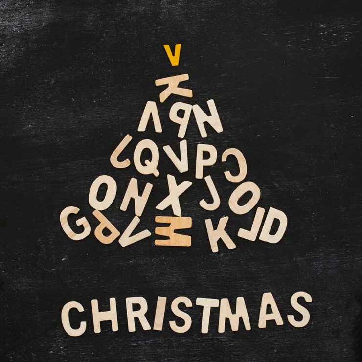 Gratis Foto kerstboom gemaakt van letters