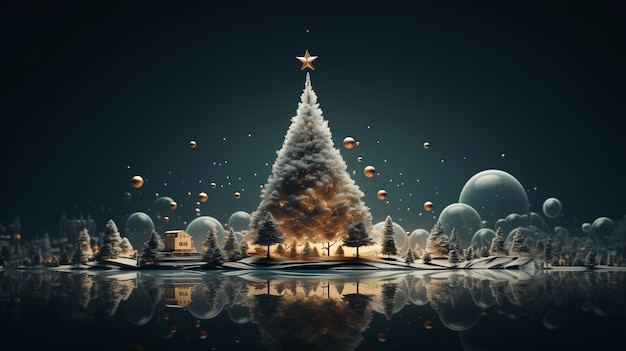 Kerstfeest met versierde boom