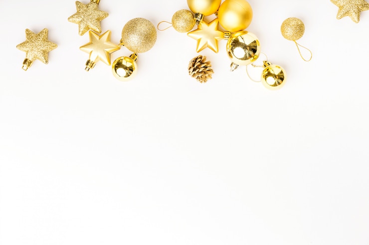 Gratis Foto kerstmis gouden decoratie op wit