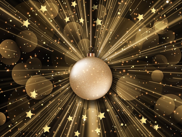 Kerstmisachtergrond met starburst, sterren en bokehlichtenontwerp Premium Foto