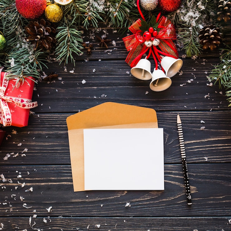 Gratis Foto kerstmissamenstelling met brief