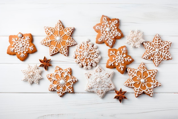 Gratis foto kerststerrenkoekjes peperkoekkoekjes maken voor vakantie peperkoekdeeg kerstmis bakachtergrond formulier voor het snijden van peperkoek vrolijk kerstfeest en fijne feestdagen op witte houten tafel