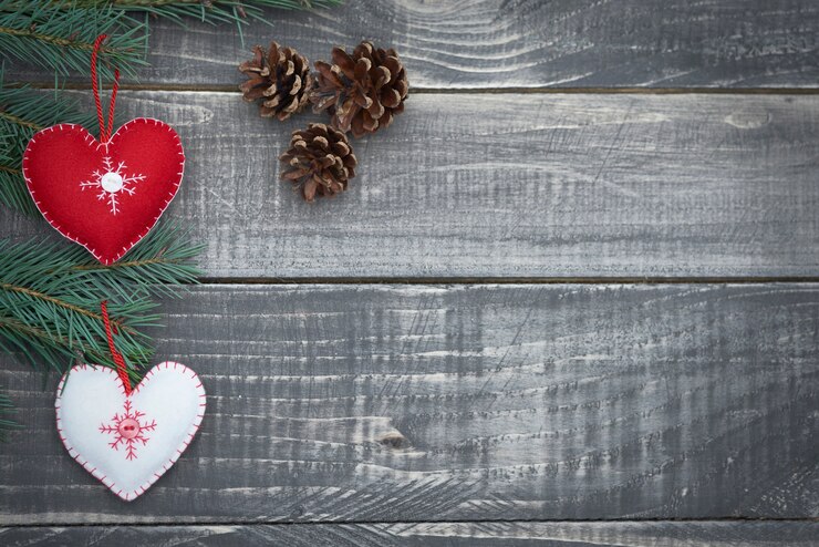 Gratis Foto kersttijd op houten planken